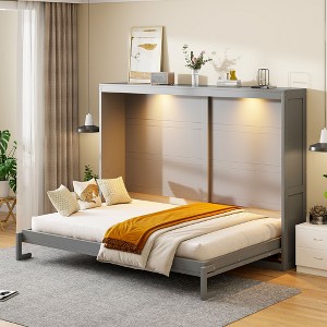 Whisen Queen Size Murphy Bed Wall Bed Modern design with LED Lights - 1 of 4
