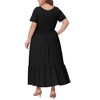 Agnes Orinda Women's Plus Size Short Sleeve Crew Neck Basic Swing Flowy Ruffle Maxi A Line Dresses - 4 of 4