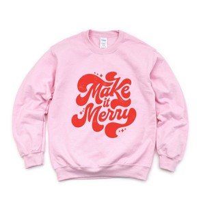 Make It Merry Cursive Distressed - Women's Graphic Sweatshirt - 1 of 4