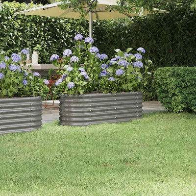 vidaXL Garden Raised Bed Gray Powder-coated steel Large Durable