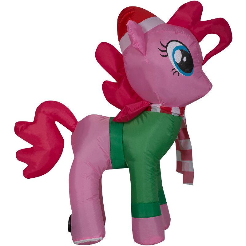 Gemmy Christmas Airblown Inflatable Pinkie Pie with Santa Hat and Green Sweater, 3 of 5