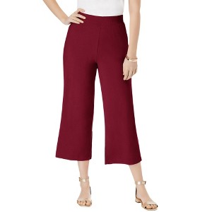 Jessica London Women's Plus Size Everyday Stretch Knit Wide Leg Crop Pant - 1 of 4