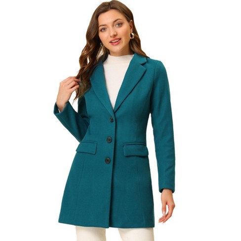 Allegra K Women's Notched Lapel Single Breasted Outwear Winter Coat ...