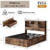 Full Bed Frame with High Storage Bookcase Headboard, Wood Bed Frame with 4 Storage Drawers, No Box Spring Needed, Metal Frame, Noise-Free, Brown - 3 of 4