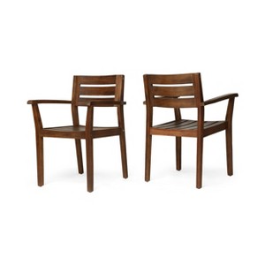 XINGHANZHENXUAN Brown 2 Pcs Patio Dining Chairs, Weather-Resistant Outdoor Armchairs for Backyard, Poolside & Garden - 1 of 4