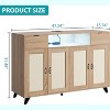 Jojoka Sideboard Buffet Cabinet,4 Rattan Doors 2 Drawers Accent Storage Cabinet - 3 of 4