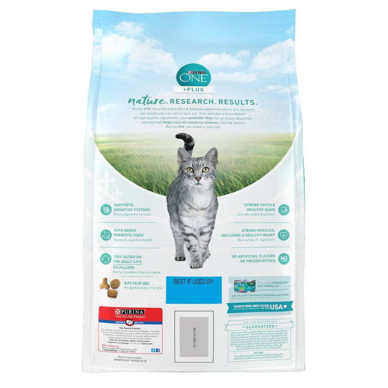 Purina ONE Sensitive Skin & Stomach Natural Dry Cat Food with Turkey for Skin & Digestive Health, 4 of 9