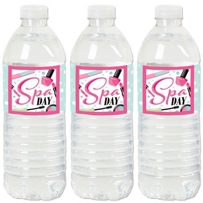 Big Dot of Happiness Spa Day - Girls Makeup Party Water Bottle Sticker Labels - Set of 20