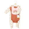 Hudson Baby Infant Girl Cotton Sleep and Play, Bodysuit and Bandana Bib Set, Sunshine Rainbows - 2 of 4