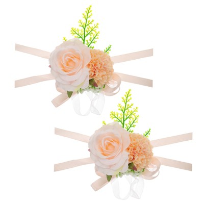 Unique Bargains Corsage Wristlet Adjustable Artificial Flower 2 Pcs