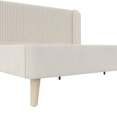 Holly King-Size Ivory Velvet Tufted Wingback Platform Bed
