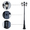 C Cattleya 89.5in 3-Light Matte Black Dusk to Dawn Outdoor Post Light with GFCI Outlet - 3 of 4