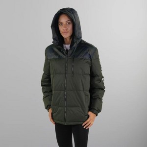 Members Only Women's Twill Block Puffer Oversized Jacket - 1 of 3