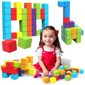 12-Piece Large Magnetic Building Blocks, 1.65 Inch Stacking Cubes Sensory Toy for Toddlers Ages 1-3 - 1 of 4