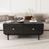 FUFU&GAGA Modern Geometric Pattern Coffee Table,Living Room Table with 4 Drawers,End Table,Textured Center Table with Gold Accents,Black - 2 of 4