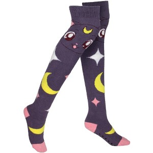 Sailor Moon Crystal Women's Luna Character Design Over Knee High Socks - 1 of 4