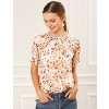 INSPIRE CHIC Women's Ruffled Short Sleeve Floral Mock Neck Summer Top - 2 of 4