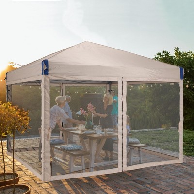 Aoodor 10' x 10' Pop Up Canopy Tent, Beach Tent with Removable Mesh Sidewalls, Portable Instant Shade Canopy with Roller Bag