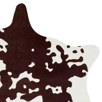 Brown and White Faux Cowhide Rectangular Area Rug