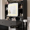 Vanity Desk with Sliding Mirror, Charging Station, 2 Drawers, Cushioned Stool, 3 Adjustable Light Modes, Perfect for Bedroom or Makeup Studio - 4 of 4