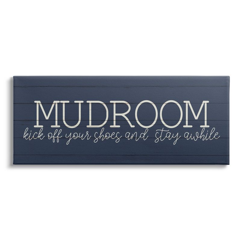 Stupell Industries Mudroom Kick Off Shoes Phrase Rustic Grain Pattern Canvas Wall Art, 1 of 5