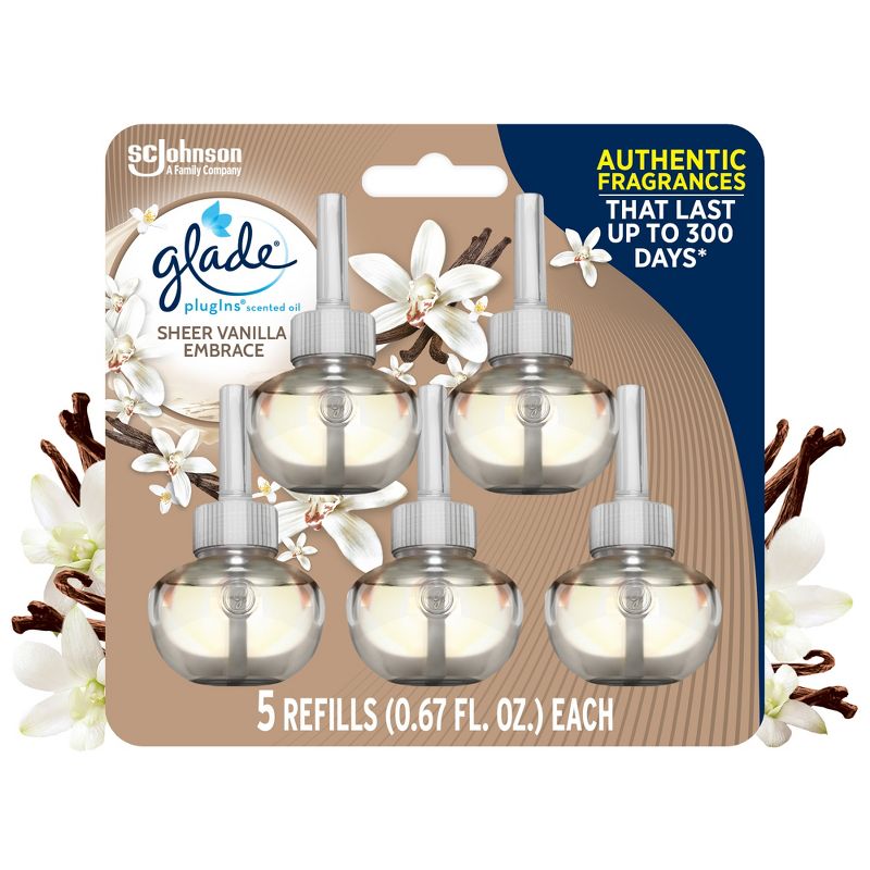 Glade PlugIns Scented Oil Air Freshener Refills - Sheer Vanilla Embrace - 3.35oz/5pk, 1 of 18