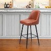 HomeRoots 30" Brown And Black Faux Leather And Steel Bar Height Swivel Bar Chair - 2 of 4