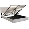 NicBex Queen Upholstered Bed Frame with Ottoman and Lift Up Storage,Platform Bed Frame with Black and Gold Headboard,No Box Spring Needed,Beige - 3 of 4