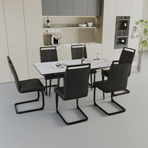 NicBex Dining Table for 6 Modern Kitchen Table Chairs Set with MDF Marble Pattern Tabletop and 6 PU Chairs for Kitchen - image 1 of 4