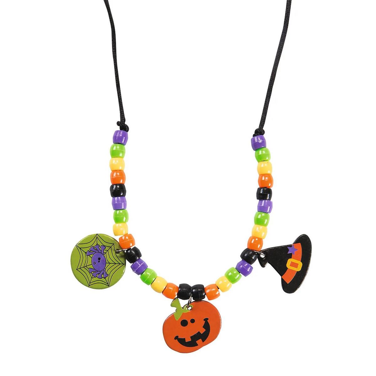 Bulk Beaded Halloween Friends Charm Necklace Craft Kit - Makes 50