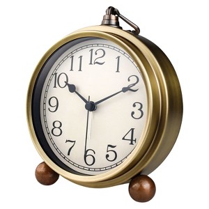 Aoibox Gold Modern Desk Alarm Clock for Bedroom Kids, Silent Non-Ticking Farmhouse Tabletop Metal Mantel Clock for Living Room Office, Arabic Numerals - 1 of 4