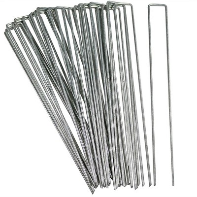 Sunnydaze Outdoor Lawn and Garden Galvanized Steel Staple Stakes for Landscape Fabric, Fences, and Sod - 12" - 25pk