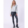 INSPIRE CHIC Women's Holographic Shiny Long Sleeve Metallic Zip Front Track Jacket - 2 of 4