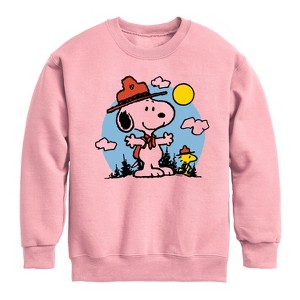 Boys' - Peanuts - Snoopy Outdoor Graphic Long Sleeve Fleece Sweatshirt - 1 of 4