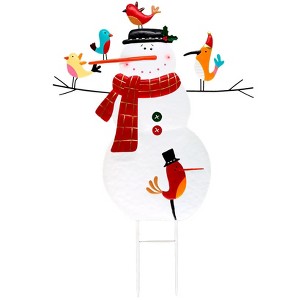 The Lakeside Collection Snowman with Birds Garden Stake - 1 of 2