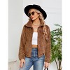 Women's Fleece Jackets Zip-Up Jacket Coats Long Sleeve Mock Neck Open Front Jacket with Pockets - 3 of 4