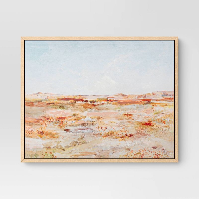 16&#34; x 20&#34; Warm Colors Landscape Framed Canvas Natural - Threshold&#8482;, 1 of 6