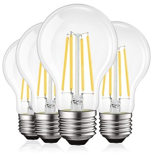 Luxrite Vintage A19 LED Light Bulbs 100 Watt Equivalent, 1600 Lumens, 5000K Bright White, Dimmable, 12W, Damp Rated, UL Listed, E26 Medium Base 4 Pack - 1 of 4