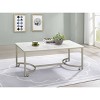Leona Coffee Table Faux White Marble/Satin Nickel - Coaster - 2 of 4