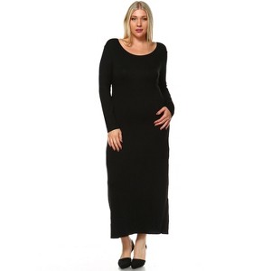 Women's Plus Size Long Sleeve Maxi Dress - White Mark - 1 of 3