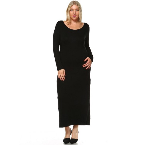 Women's Plus Size Long Sleeve Maxi Dress Black 3x - White Mark : Target