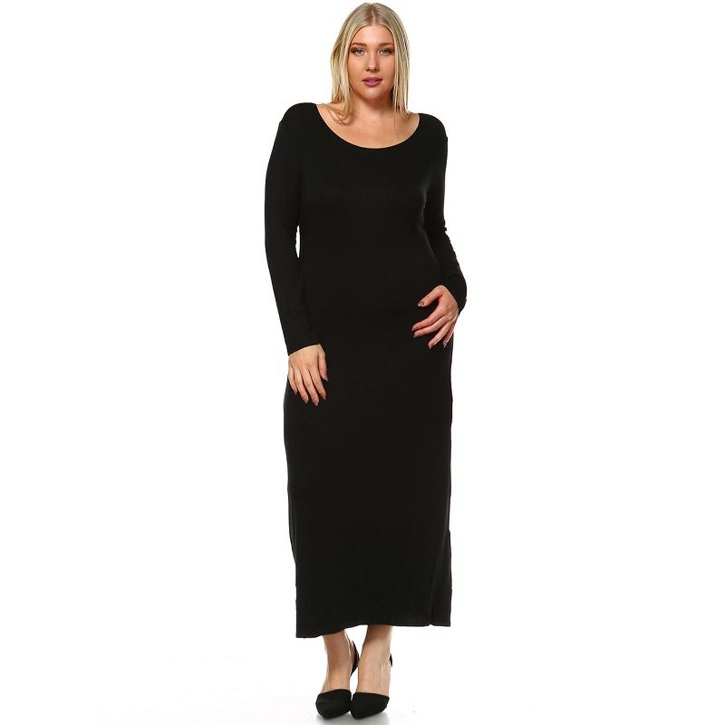 Women's Plus Size Long Sleeve Maxi Dress - White Mark, 1 of 4