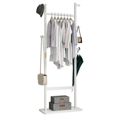 Freestanding Coat Rack, Wood Coat Tree with 5 Hook, Entryway Clothes Racks for Hanging Coats Suits Jacket, Coat Rack Standing For Bedroom Office