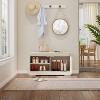 KWPZQEB Shoe Storage Cabinet, Freestanding Storage Racks with Cushion, Adjustable Shelves & 2 Louvered Doors, Hidden Narrow Shoe Bench for Entryway - 4 of 4