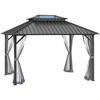 Outsunny 10x12 Hardtop Gazebo with Aluminum Frame, Permanent Metal Roof Gazebo Canopy with Netting for Garden, Patio, Backyard - 4 of 4