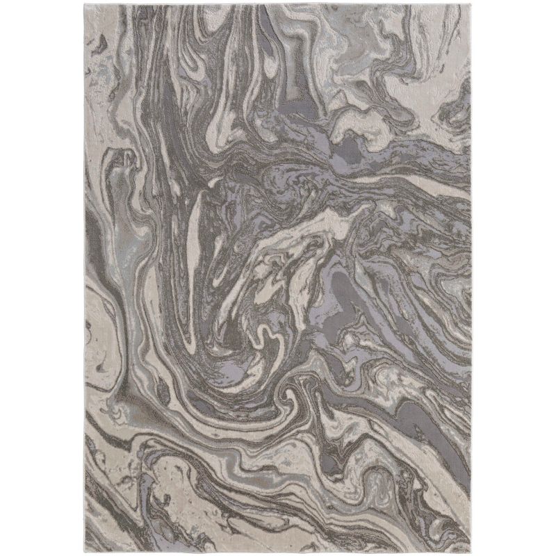 Prasad Modern Watercolor Gray/Ivory/Silver Area Rug, 1 of 8