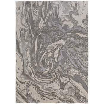 Prasad Modern Watercolor Gray/Ivory/Silver Area Rug