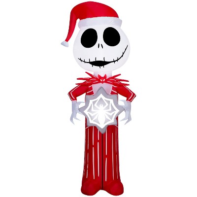 Gemmy Christmas Inflatable Jack Skellington in Red Suit with Spider Snowflake, 5.5 ft Tall, Multi