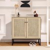 Boho Rattan Sideboard Buffet Cabinet with Adjustable Shelves and Woven Doors for Kitchen Living Room and Entryway - 4 of 4
