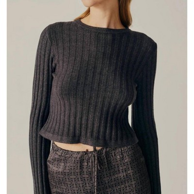 Women's RIBBED CROP SWEATER - DELUC